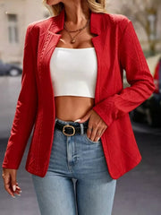 Textured Open Front Blazer in White, view 11