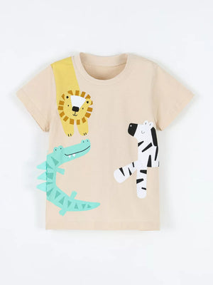 Children's Animal Print Round Neck Tee, side view