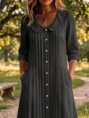 Peter Pan Collar Button Down Dress Plus Size, editorial view