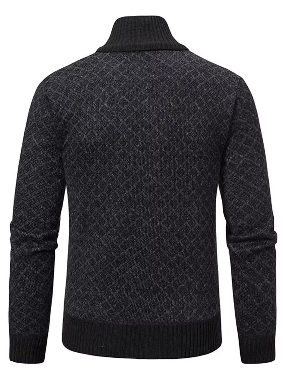 Men's Plus Size Textured Zip-up Cardigan in Black, side view