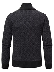 Men's Plus Size Textured Zip-up Cardigan in Black, side view