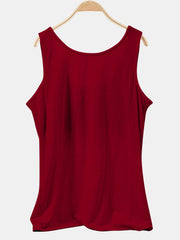 Essential Scoop Neck Tank Top in Wine, a basic casual sleeveless top.