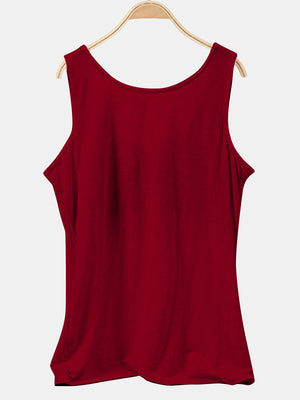 Essential Scoop Neck Tank Top in Wine, a basic casual sleeveless top.