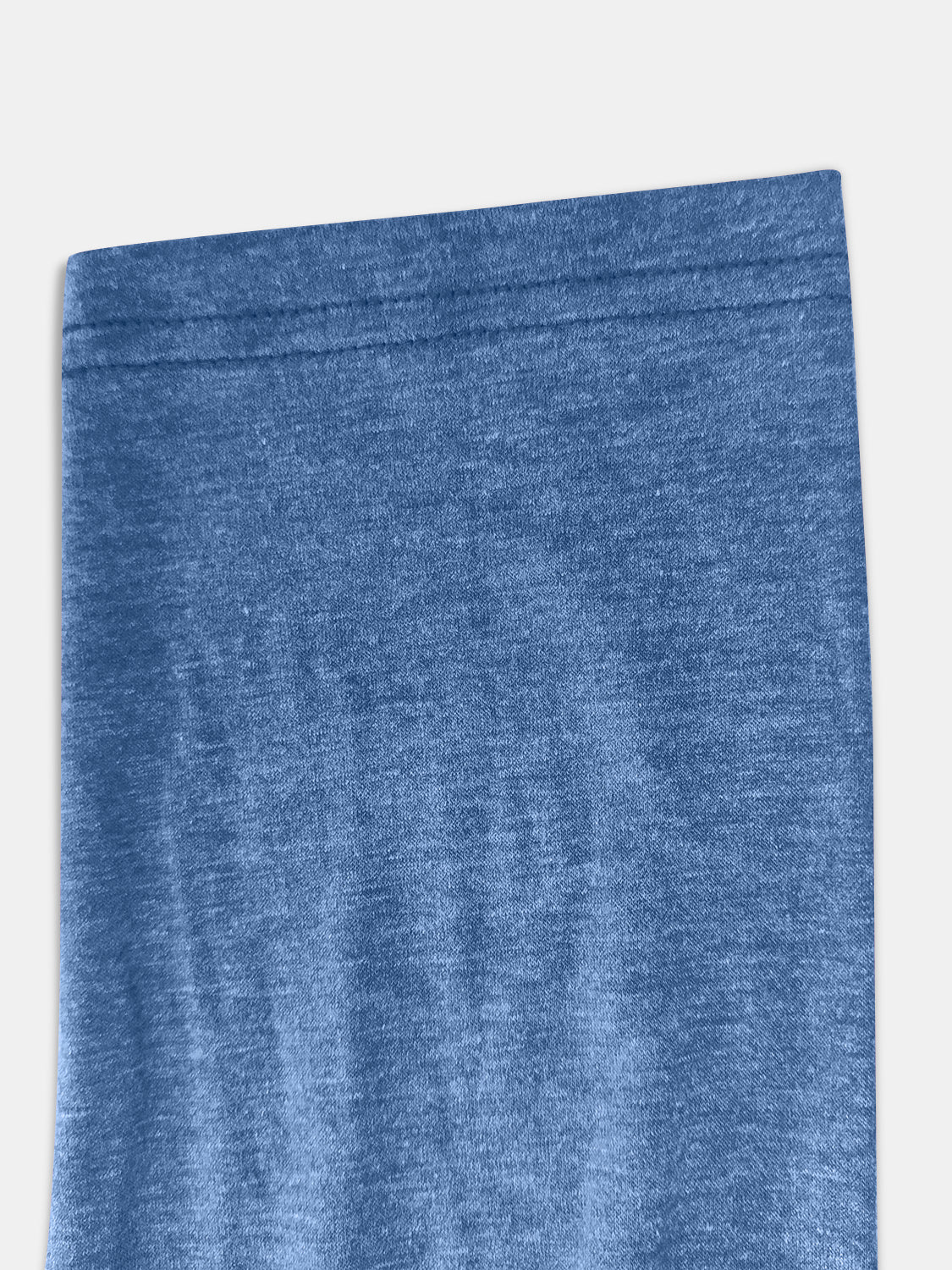 Buttoned Henley Slouch Tee in Dusty Blue heathered knit fabric with double-stitched neckline detail.
