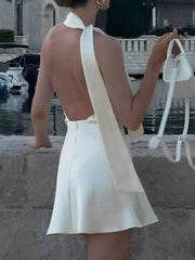 Elegant Backless Halter Mini Dress