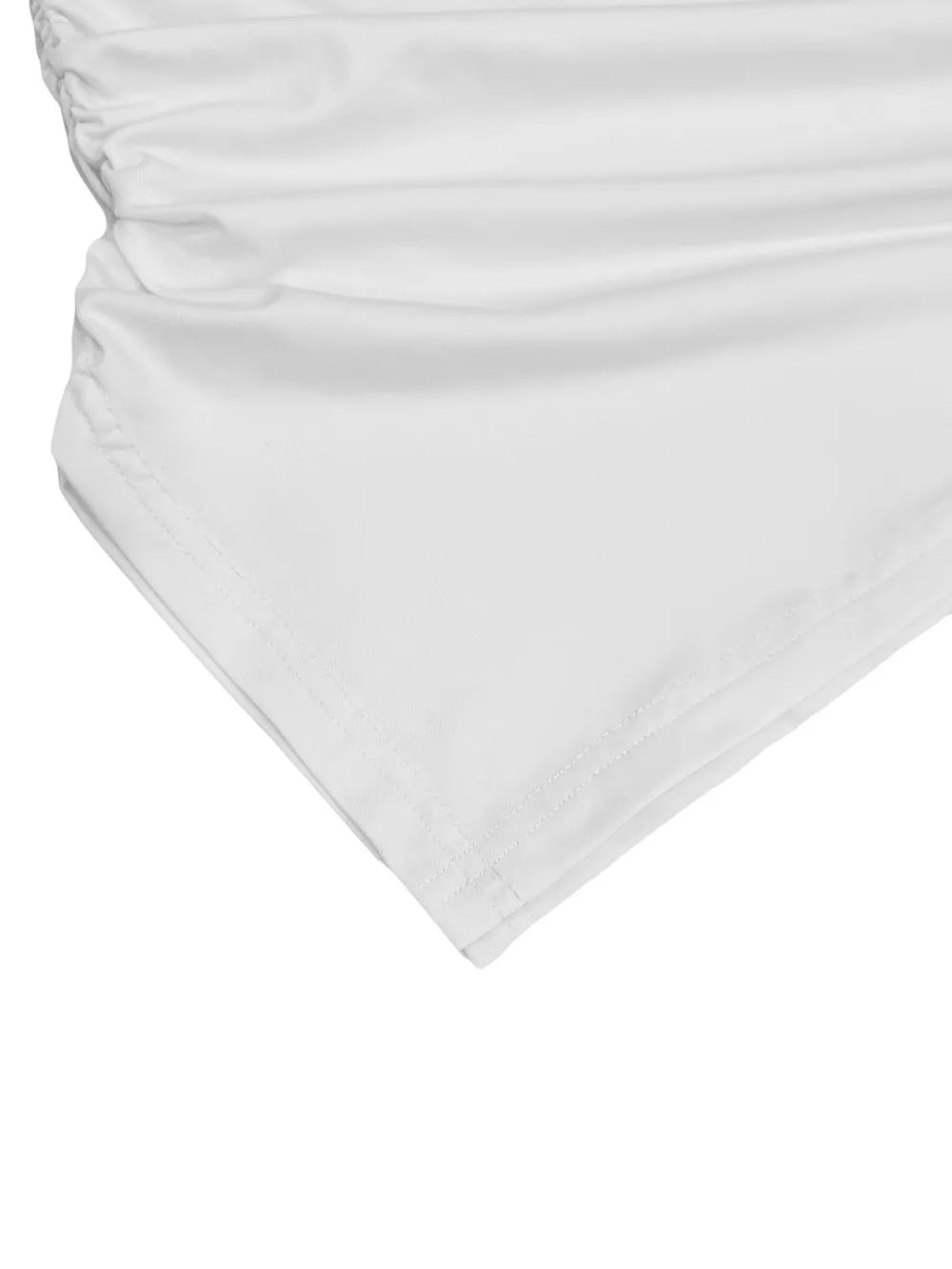 White asymmetrical one-shoulder slim cami with ruched detail