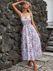 Vibrant Paisley Midi Dress With Spaghetti Straps