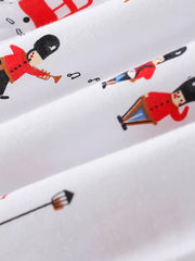 Toddler underwear with London guards and red phone booth print, cotton blend.