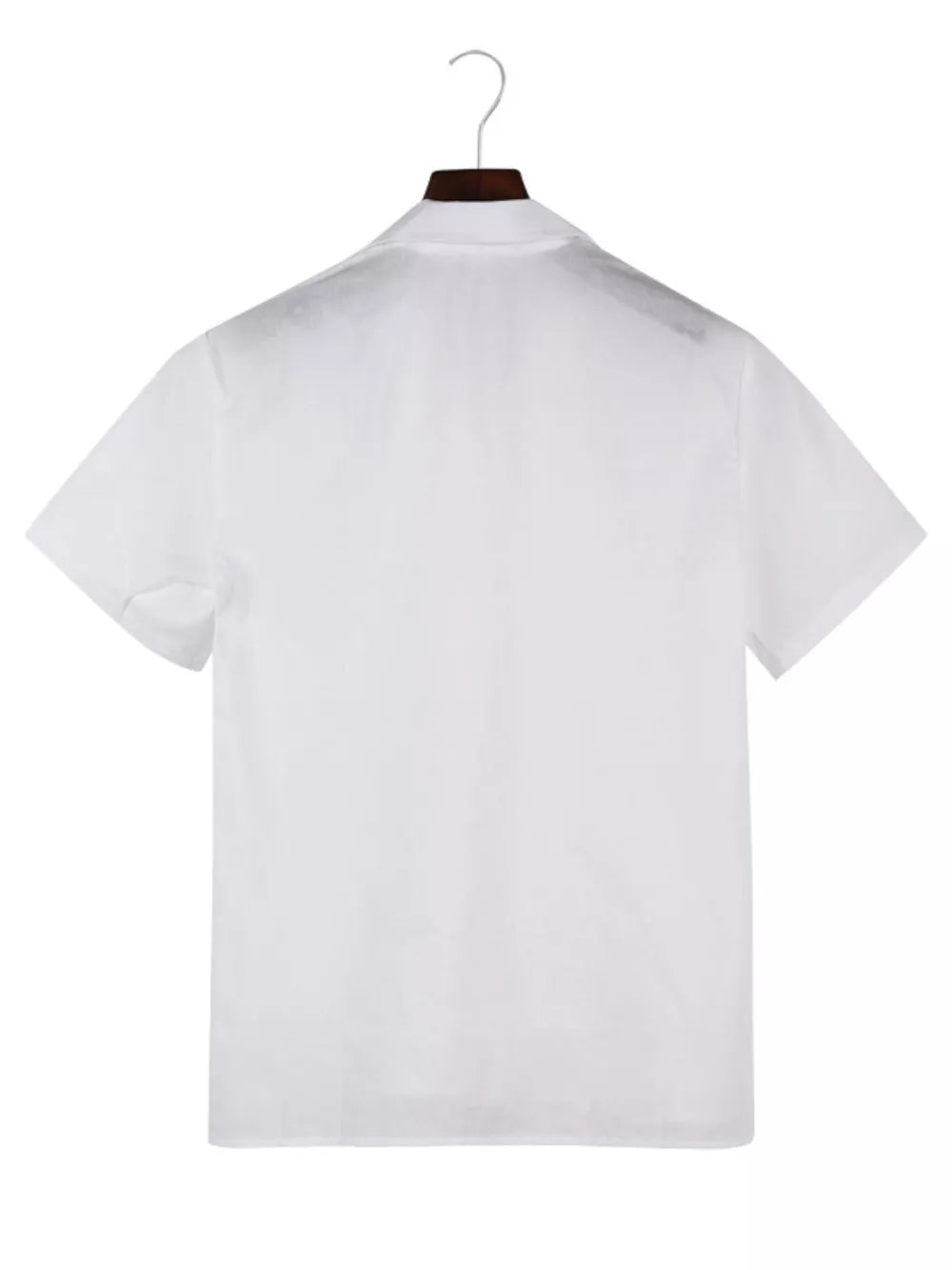 Men's Casual Short-sleeve Shirt Plus Size in White, close-up detail