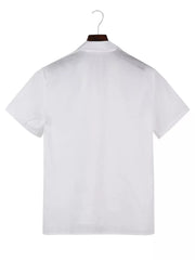 Men's Casual Short-sleeve Shirt Plus Size in White, close-up detail