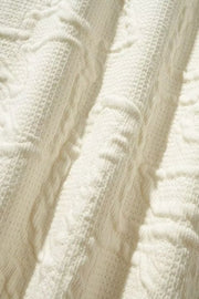 Ivory crewneck sweatshirt with embossed geometric texture
