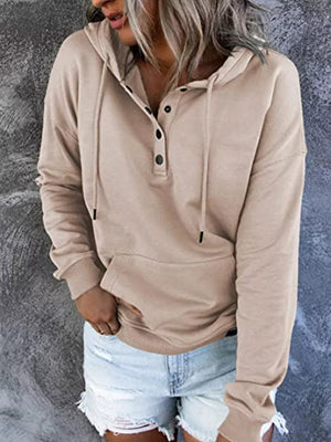 Full Size Kangaroo Pocket Drawstring Hoodie in Army Green, view 18