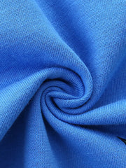 Blue cotton tee and shorts set fabric detail