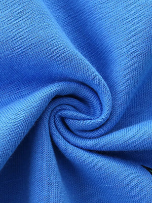 Blue cotton tee and shorts set fabric detail