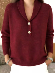 Button Detail Long Sleeve Sweater in Navy Blue, view 11