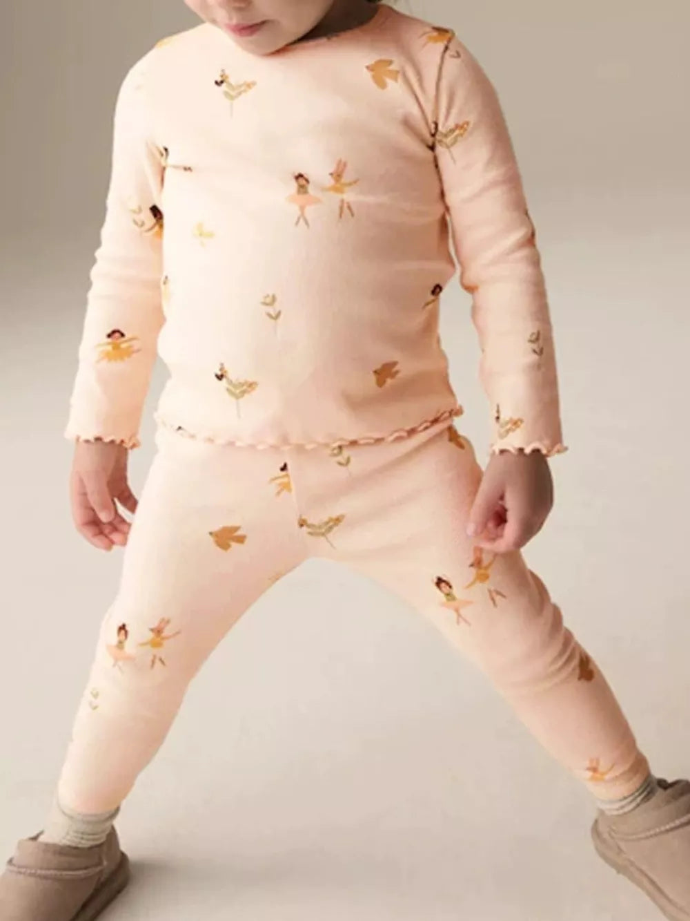 Toddler ballerina print pajama set, cotton blend.