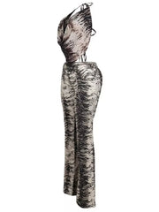Animal Print Sleeveless Top And Pants Set in Zebra, alternate angle