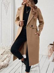 Elegant Lapel Collar Belted Trench Coat Plus Size in Gray, view 17