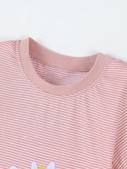 Children's Striped Dinosaur Short Sleeve Tee, close-up detail