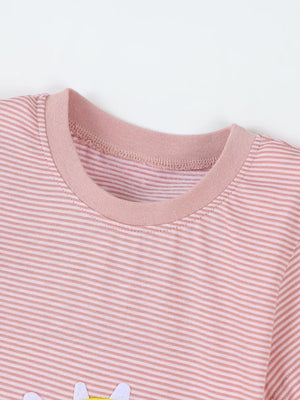 Children's Striped Dinosaur Short Sleeve Tee, close-up detail