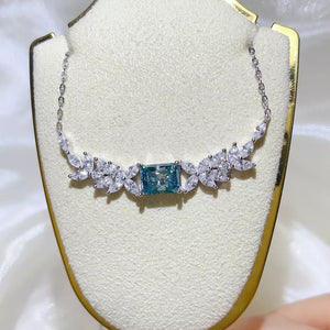Floral Sterling Silver 1 Carat Moissanite Necklace, front view