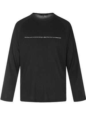 Men's Graphic Long Sleeve T-shirt in Black, front view