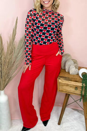 Plaid Heart Mesh Sheer Long Sleeve Top, editorial view