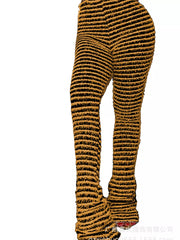 Striped Fuzzy Knit Pants in Army Green, view 11