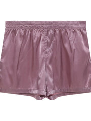 Dusty Pink satin boxer shorts with elastic waistband