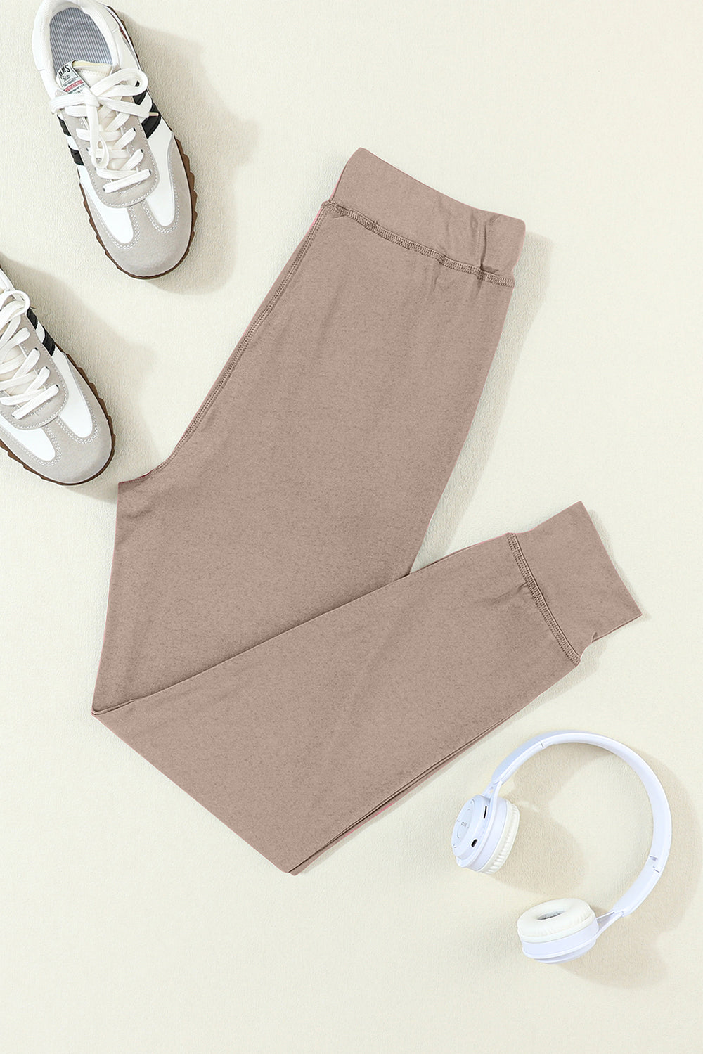 Mocha slim-fit lounge joggers with cuffed ankles and a comfortable elastic waistband.