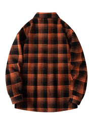 Men's Plus Size Plaid Long Sleeve Shirt in Black, close-up detail