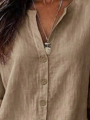 Linen Long-sleeve Top in Orange-red, view 14