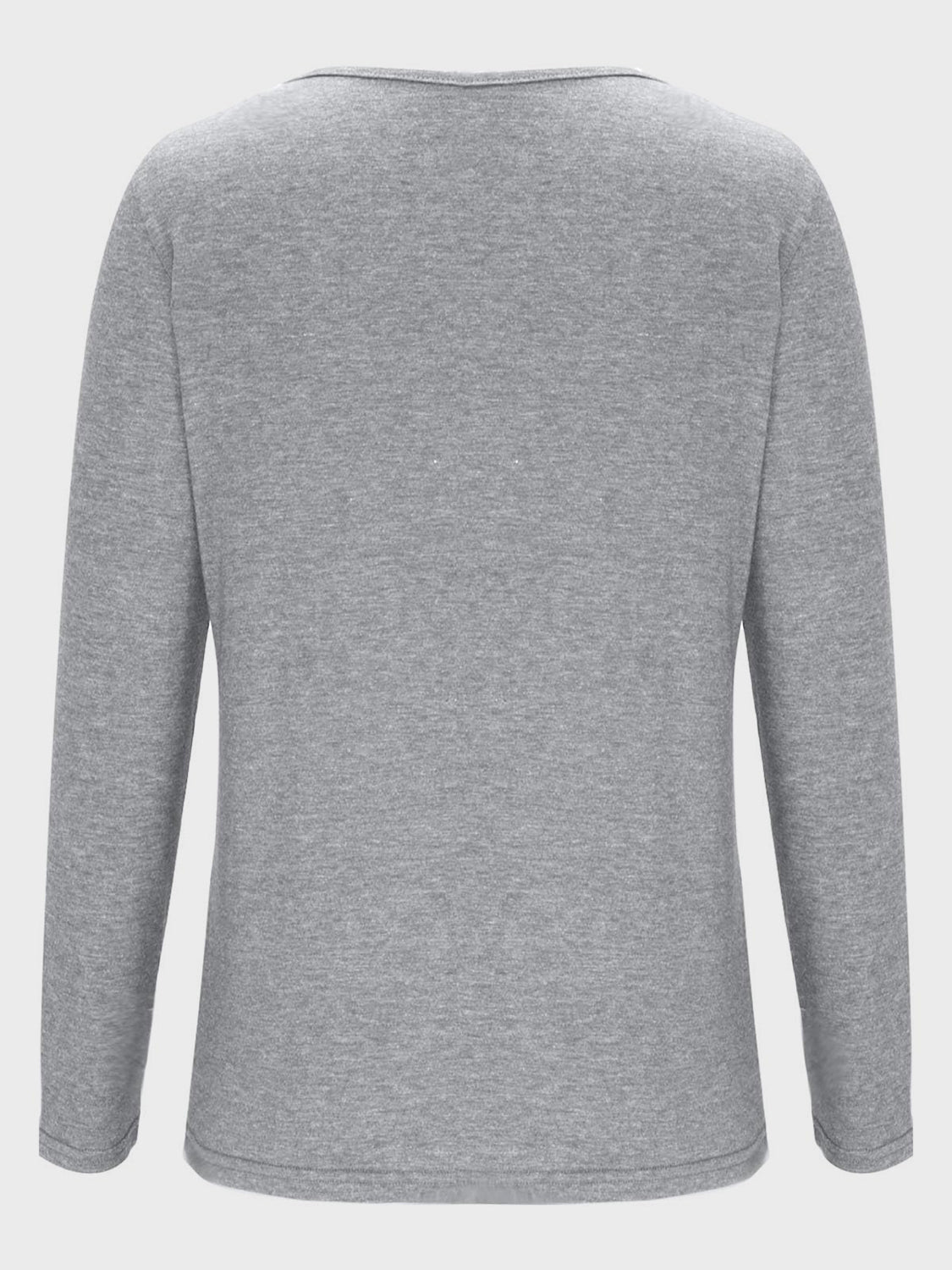 Light gray long sleeve t-shirt with a wide neckline and lattice detail.