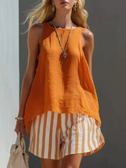 Textured Tank And Relaxed Shorts Ensemble