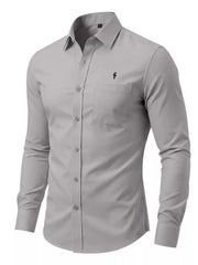 Men's Slim Fit Button Up Shirt Plus Size in Black, view 13