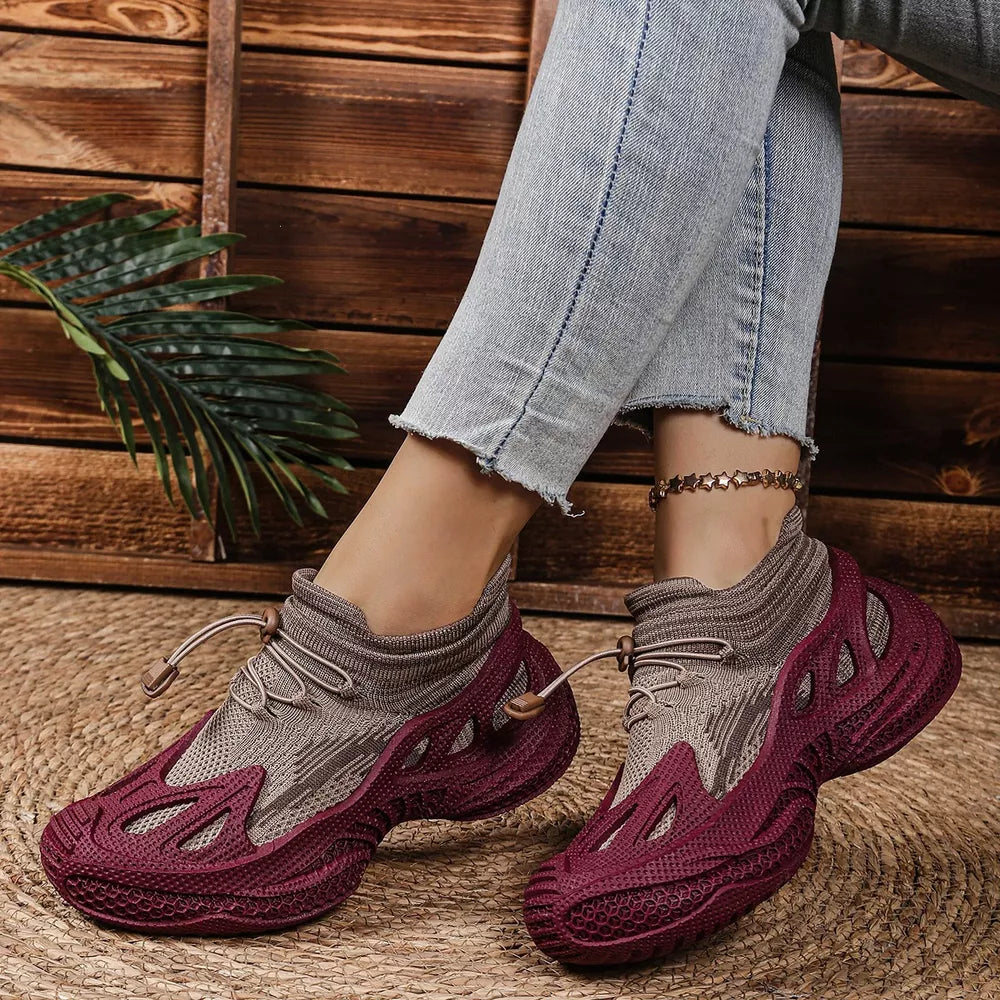 Lace Up Round Toe Sneakers in Khaki, side view