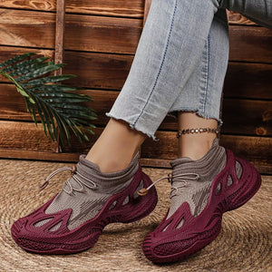 Lace Up Round Toe Sneakers in Khaki, side view
