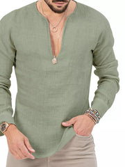 Men's Slim Fit Long Sleeve Blouse Plus Size in White, view 15