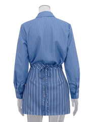 Striped Buttoned Shirt And Mini Skirt Set in Dusty Blue, model styling view