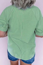 Striped Collared Split Neck Half Sleeve Blouse, side view