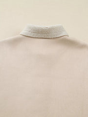 Lined western jacket in eggshell with a textured sherpa collar detail.