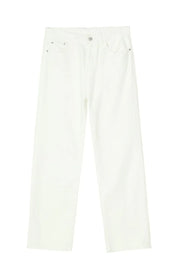 Relaxed fit ivory denim trousers with a straight leg and classic five-pocket styling.