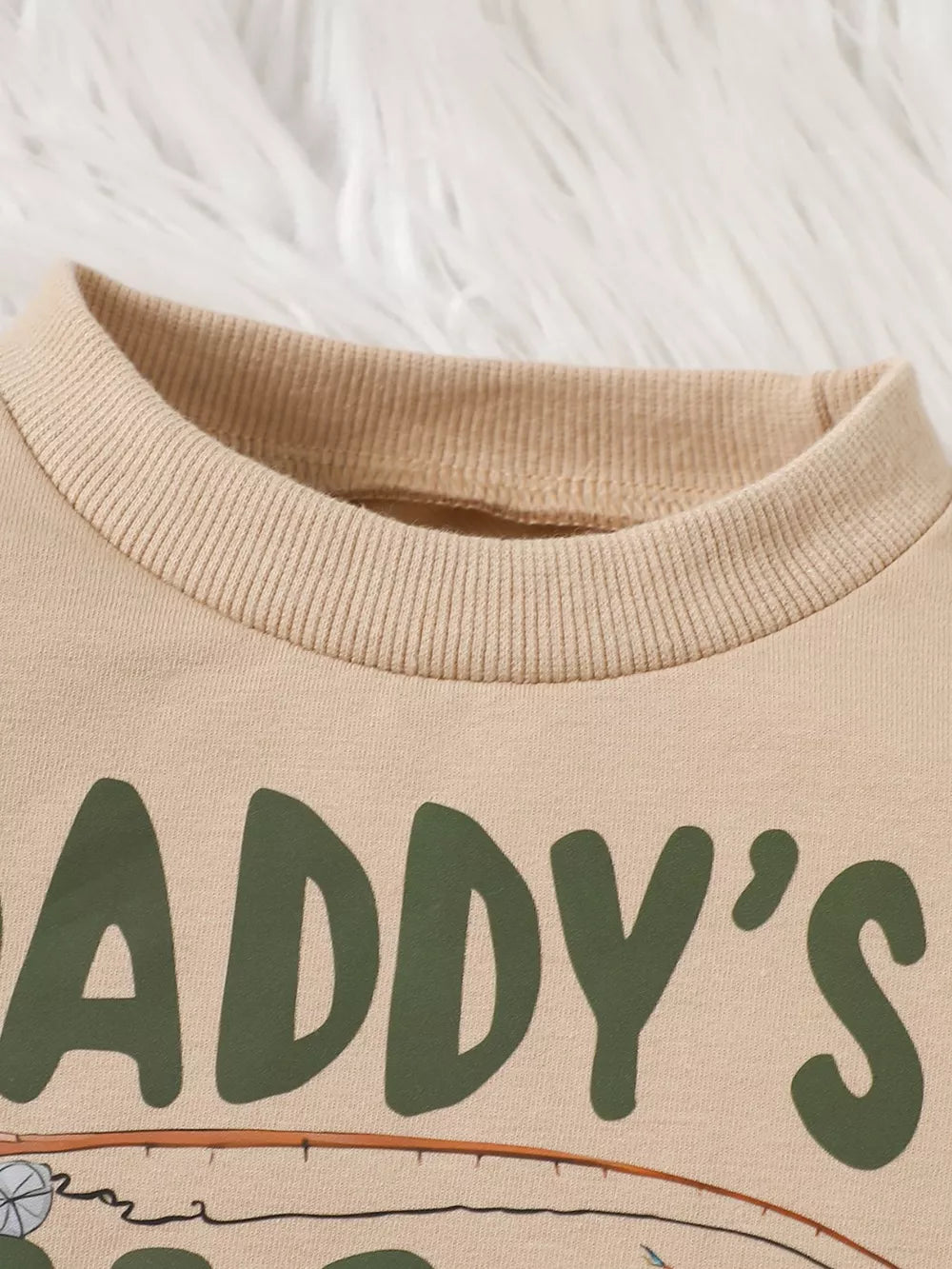 Children S Letter Round Neck Top And Pants in Apricot, side view