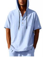 Casual Hooded Shirt With Button Placket