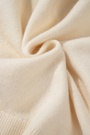 Ivory bouclé knit cardigan with tie-front detail