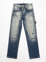 Men's Distressed Wash Jeans in Dark, front view
