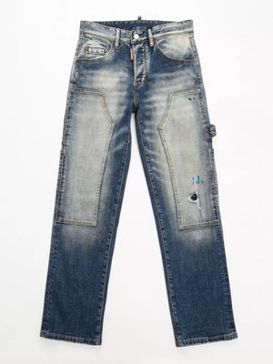 Men's Distressed Wash Jeans in Dark, front view