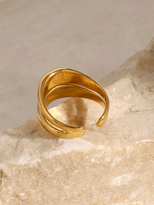 Gold double band open ring with a smooth, polished finish.