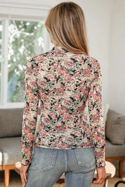 Multicolour Retro Floral Ruffle Tank Top in Floral, side view
