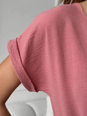 Casual Drawstring Waist Midi Dress in Deep Rose, product detail